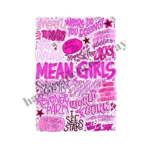 Mean Girls - Affiche de comédie musicale, oeuvre d'art murale Broadway, cadeau pour amateur de théâtre, cadeau musique, décoration d'intérieur