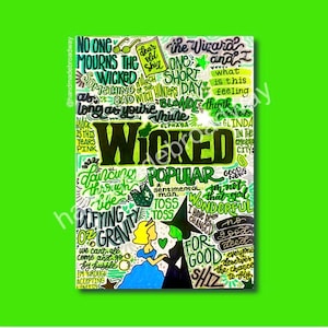 Wicked - Muziektheater Poster, Broadway Wall Art, Theater Lover Gift, Muziek Gift, Home Decor