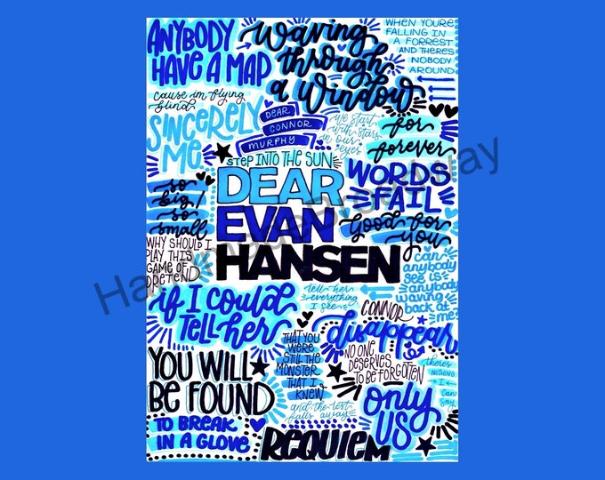 Dear Evan Hansen - Musical Theatre Poster, Broadway Wall Art, Theatre Lover Gift, Music Gift, Home Decor
