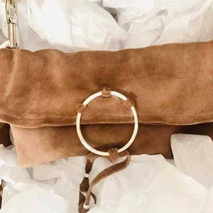 Ledertasche, Wildledertasche, braune Tasche, Umhängetasche, kleine Tasche, leichte Tasche, stylische Tasche