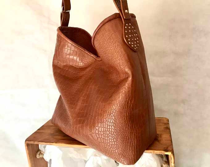 Crocodile Embossed Felt Hobo Bag Fashion Hobo Bag Stylish Women's Faux  Leather Shoulder Bag Trendy Solid Color Underarm Bag