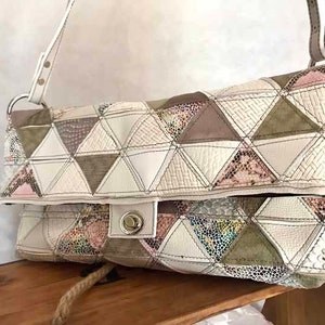 White leather shoulder bag, White leather bag and more colors, Patchwork finish leather bag, white handbag