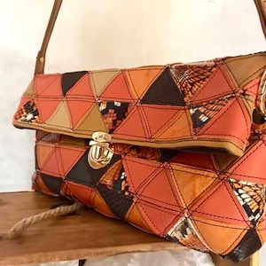 Sacs en cuir orange, sac en cuir mix orange, sac à bandoulière orange pour femme
