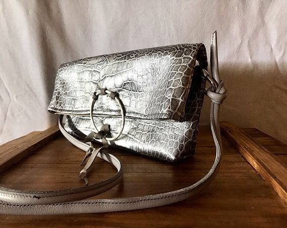 Silver satchel handbag sale