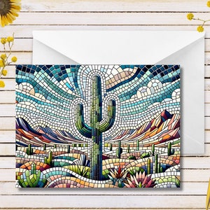 Arizona Desert Saguaro Cactus Greeting Card Bulk Stationery Gift For Best Friend