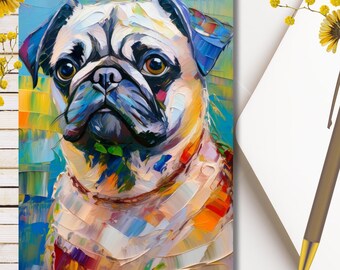 Pug Painting Greeting Card Set, Dog Cards, Birthday Greeting Cards, Dog Lover Gifts, Stationery Set