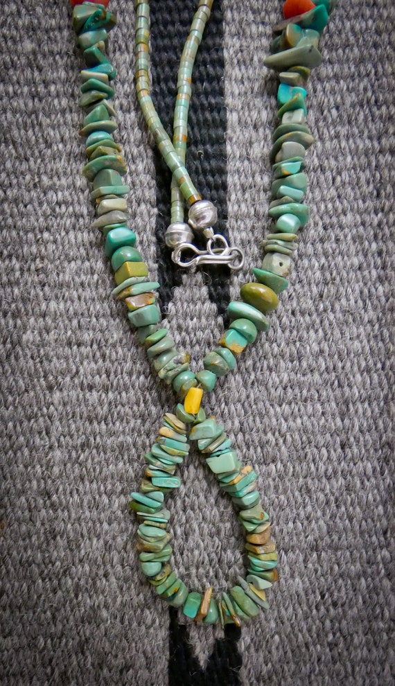 Vintage Navajo Turquoise Nugget Bead Necklace, Na… - image 4