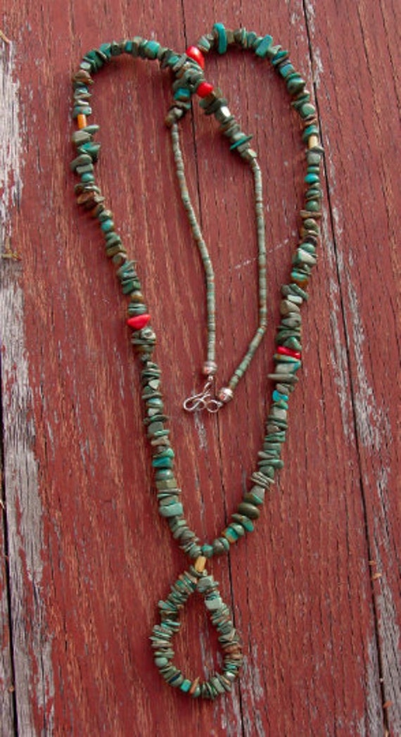 Vintage Navajo Turquoise Nugget Bead Necklace, Na… - image 3