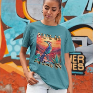 Personalization Las Cruces New Mexico State 47 T-Shirt, Roadrunner Graphic Tee, Gift for Marathon Runner, New Mexico Souvenir Tee