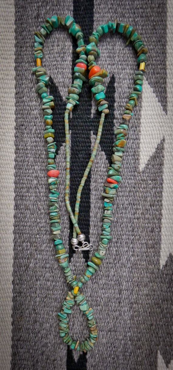 Vintage Navajo Turquoise Nugget Bead Necklace, Na… - image 5