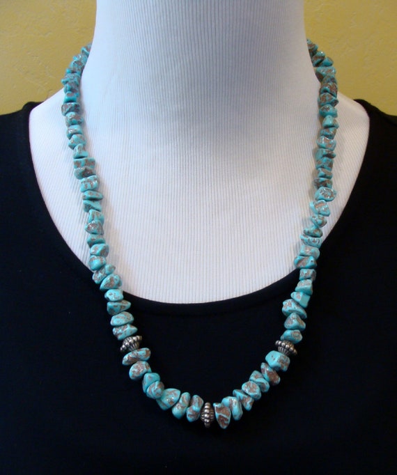 Turquoise Nugget Necklace, Native American Navajo