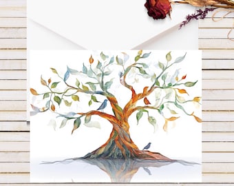 Watercolor Tree of Life Greeting Cards: Christian Thank You Notes