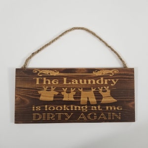 Laundry wooden sign, laser engraved, homemade