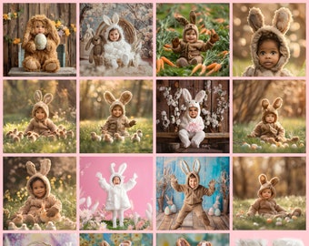 15 EASTER BUNNY TEMPLATES, Digital Easter Background, Overlay, Composite, Photography Background, Bunnies, Kids, Newborn Background, Pet