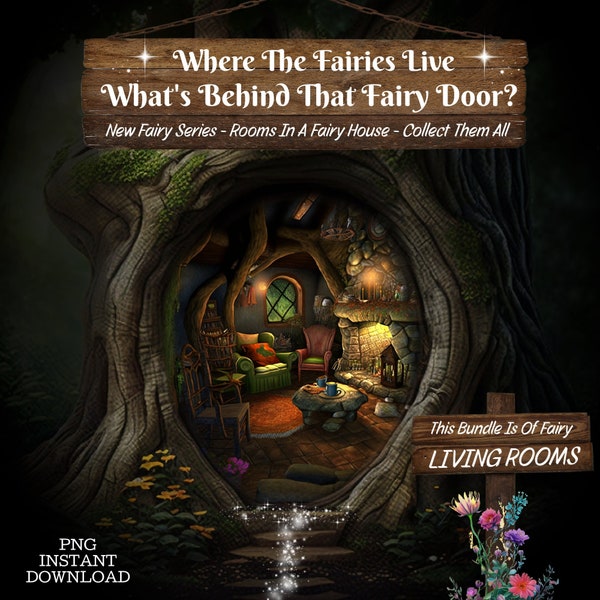 FAIRY BACKGROUND PNG - Fairy House Behind Door - Set of 20- Whimsical Magical Fairytale Fantasy, Photoshop, Composite, Kids Books, Digital