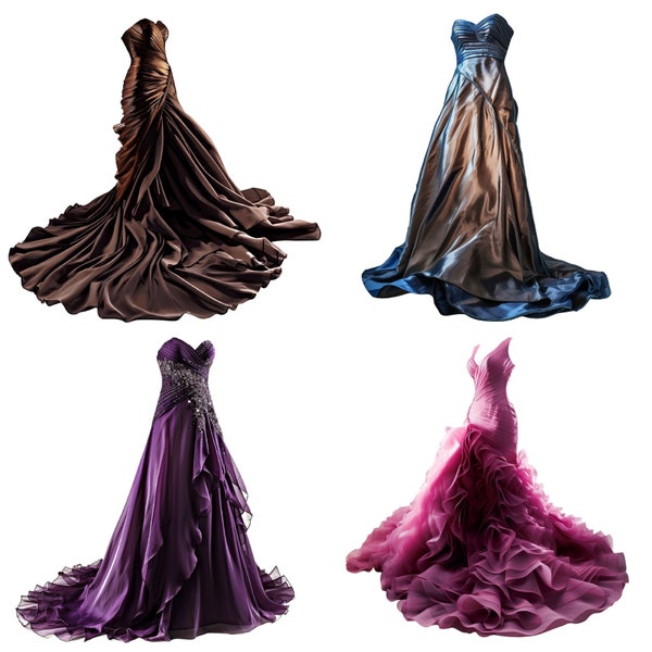DIGITAL DRESSES, 30 PNG, Overlay, Composite, Designer Gown, Backdrop, Embellish, Fairytale,  Photoshop, Fashion Dress, Cards, Princess