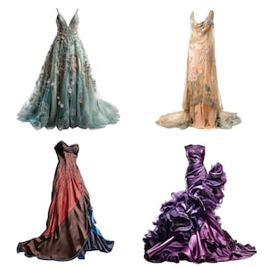 DIGITAL DRESSES, 30 PNG, Overlay, Composite, Designer Gown, Backdrop, Embellish, Fairytale,  Photoshop, Fashion Dress, Cards, Princess