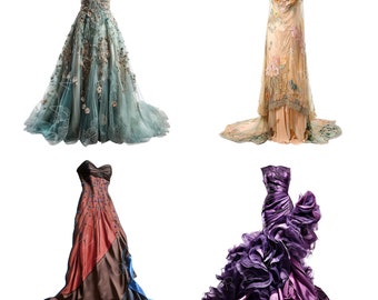 DIGITAL DRESSES, 30 PNG, Overlay, Composite, Designer Gown, Backdrop, Embellish, Fairytale,  Photoshop, Fashion Dress, Cards, Princess