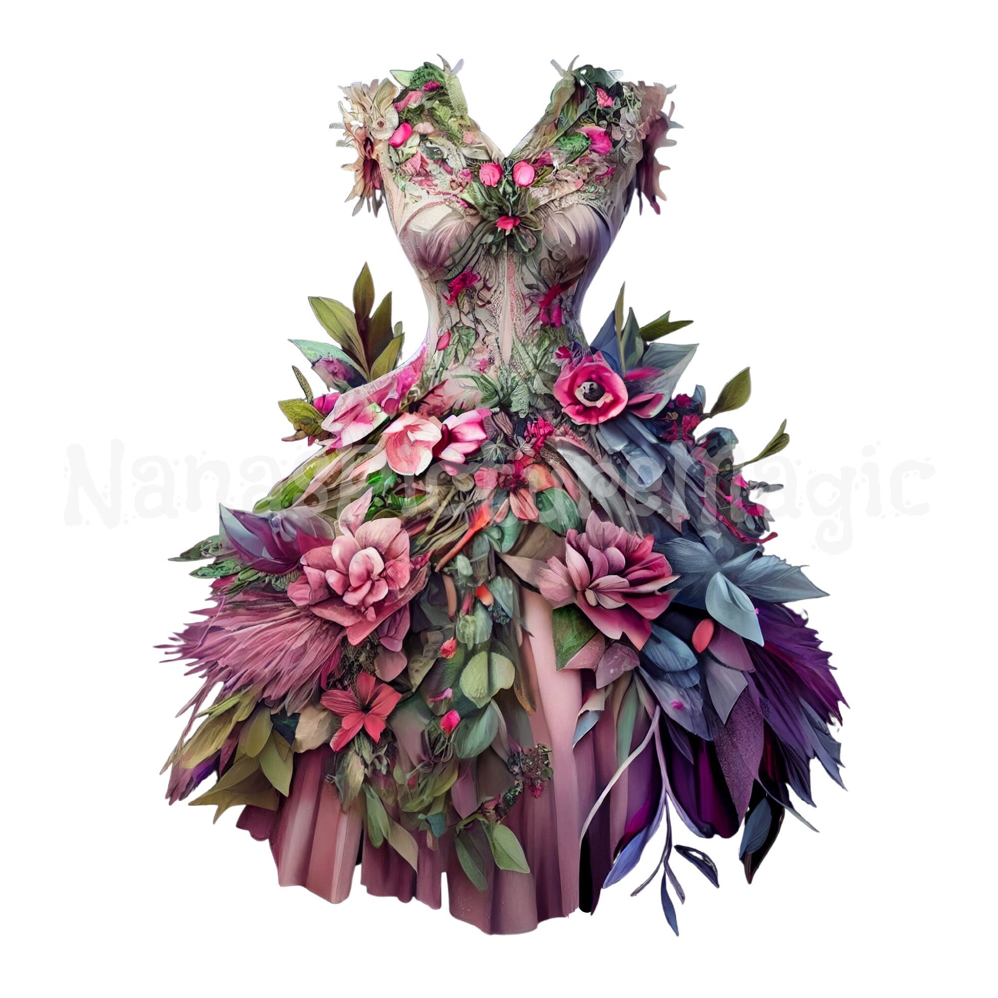 Organic FAIRY DRESSES - 30 PNG , Overlays, Composites, Designers, Digital, Embellishment, Fairytale, Creators, Photoshop, Fashion, Wedding