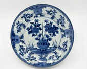 Large Asian Porcelain Blue and White Antique Plate. Kangxi Period Style. Cottagecore. Grandmillenial Style. Blue and White Plate Décor.