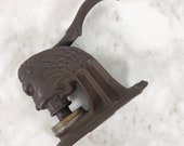 Antique Cast Iron Court Notary Stamp Seal Embosser Figural Lion Head Door Stopper Paper Weight Rustic Décor Shelf Decor