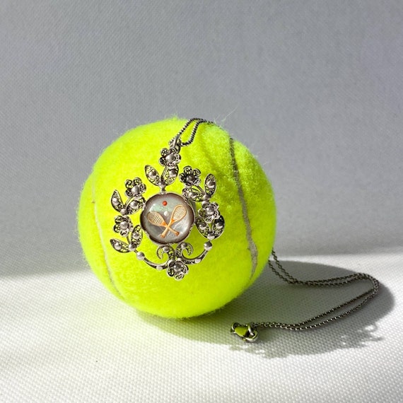 Vintage Silver Pendant. Floral Filagree Tennis Pe… - image 1