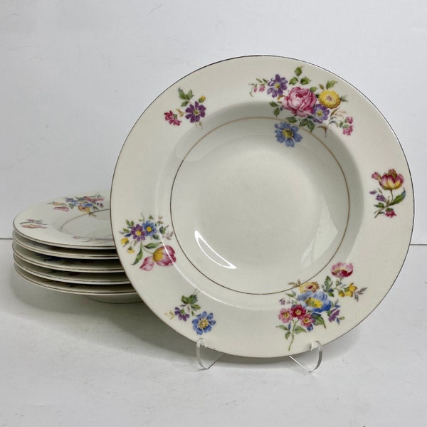 Set of 6 Vintage Floral Chintz Pattern Pasadena Plates by Theodore Haviland.  7.5' Salad Plates. Grandmillenial Décor. Table Setting.