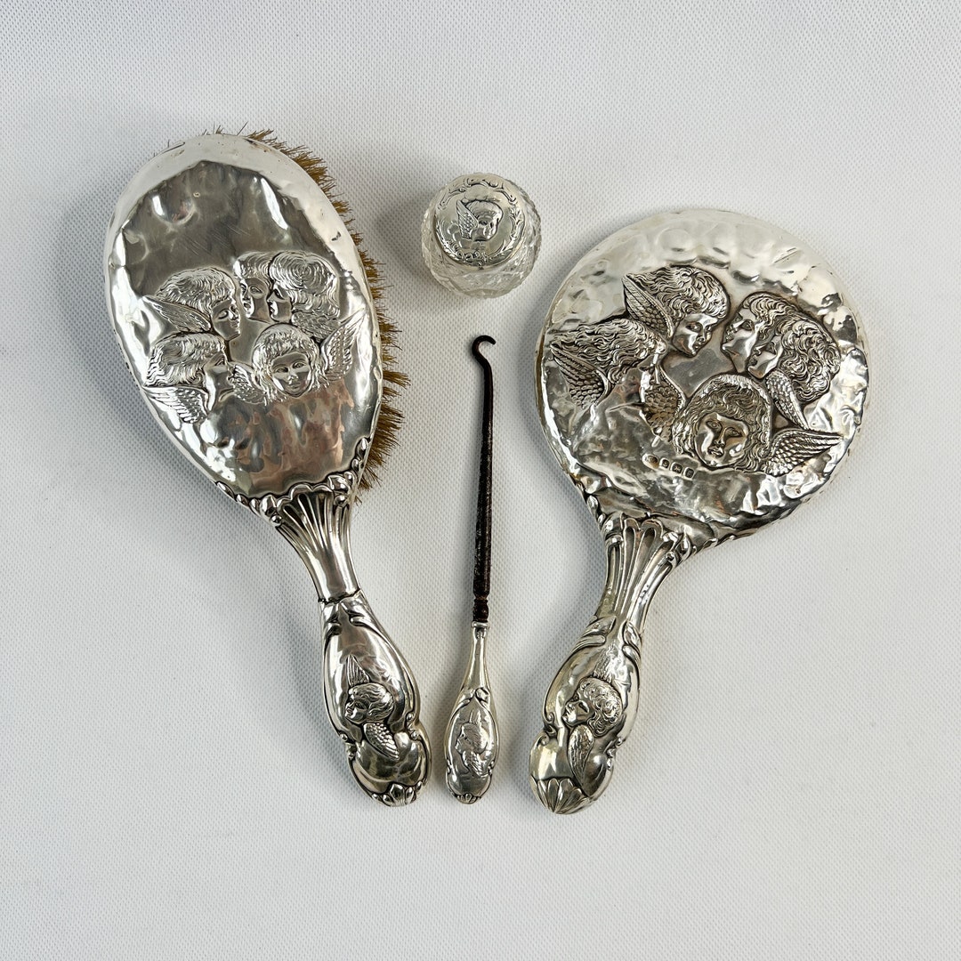 Antique Victorian Vanity Set Featuring Cherubs Angels. 4 Piece Etsy