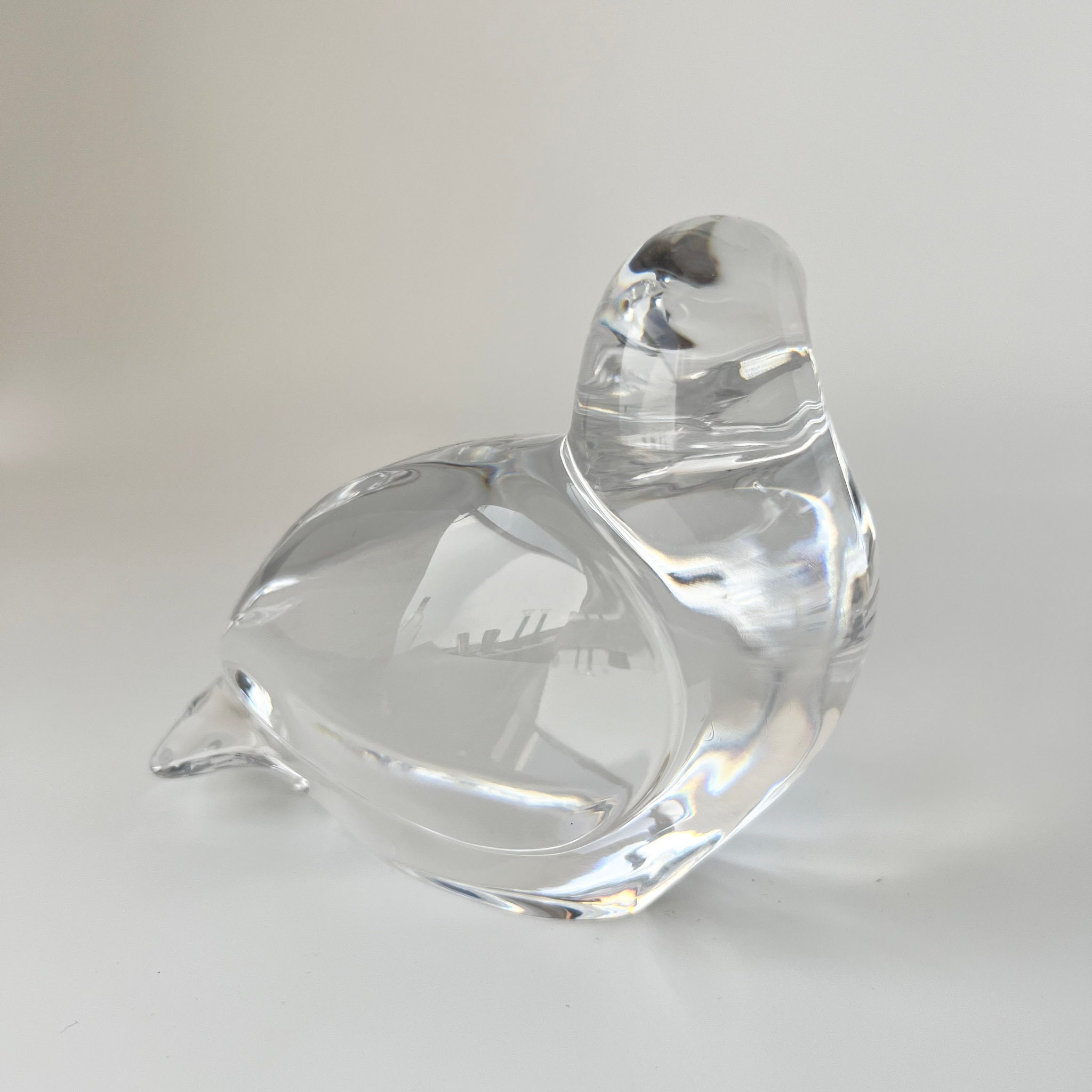 Vintage Val Saint Lambert Crystal Dove Figurine: Belgian Glass