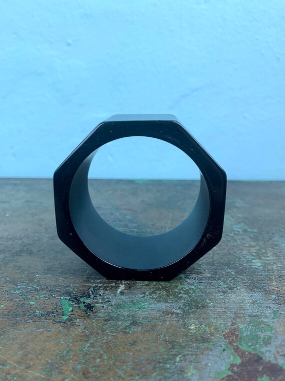 Vintage Black Octagon Bakelite Bangle Bracelet