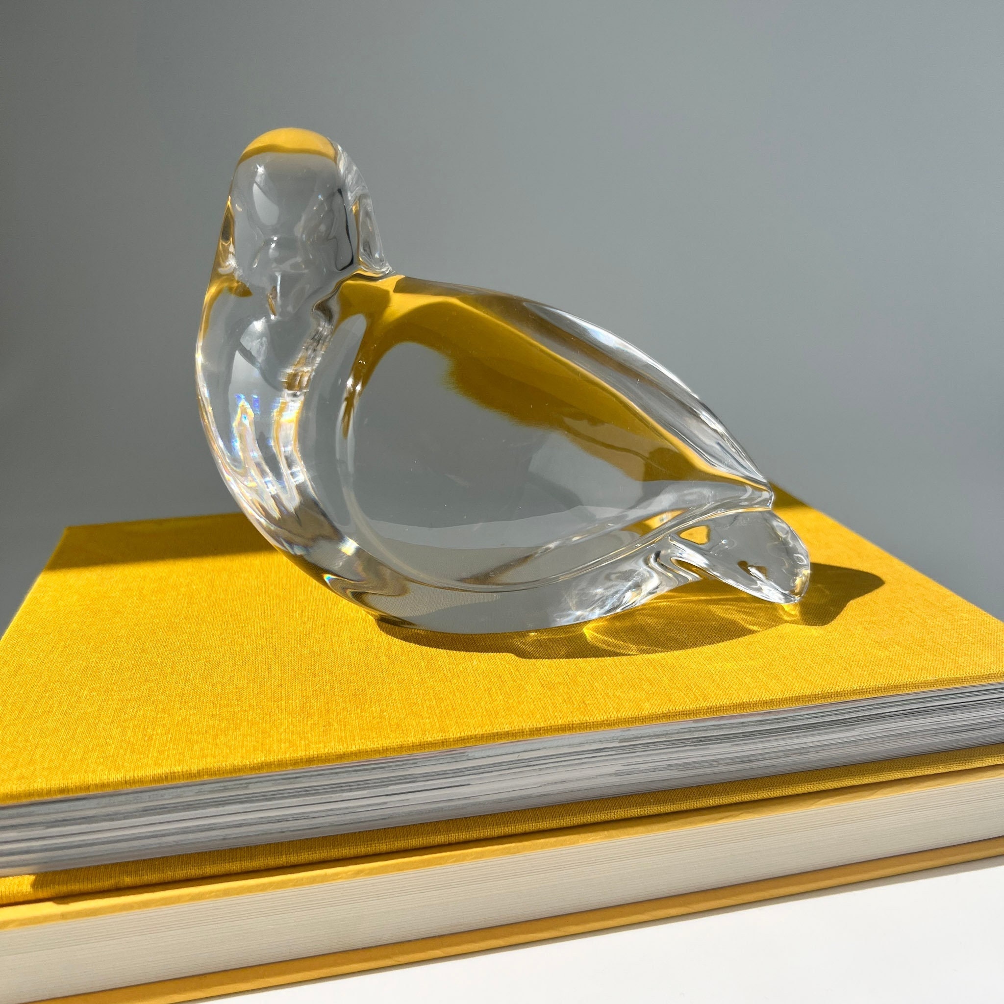 Vintage Val Saint Lambert Crystal Dove Figurine: Belgian Glass