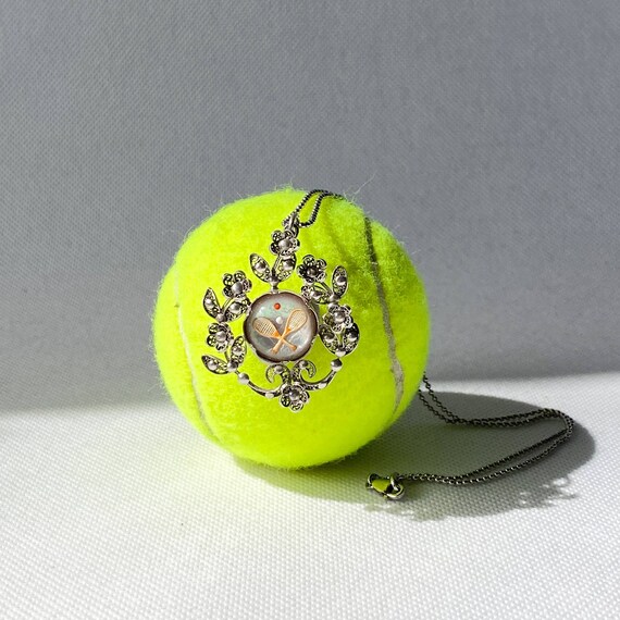 Vintage Silver Pendant. Floral Filagree Tennis Pe… - image 8