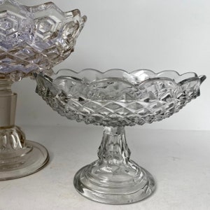 Vintage Pressed Glass Pedestal Bowl. Clear Glass Fruit Bowl. Display Tableware. Table Centerpiece.