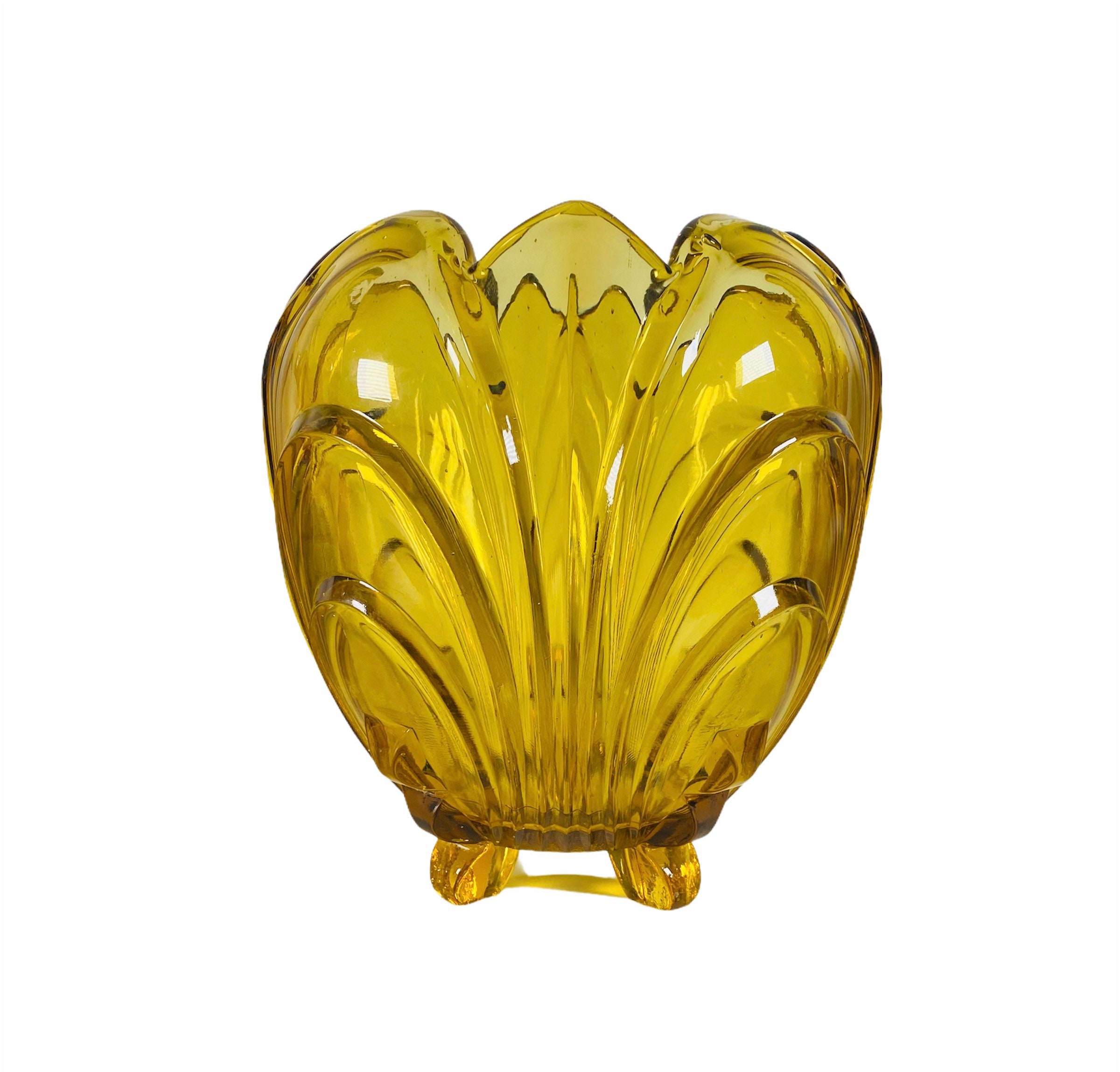 Yellow Art Glass Vase - Etsy