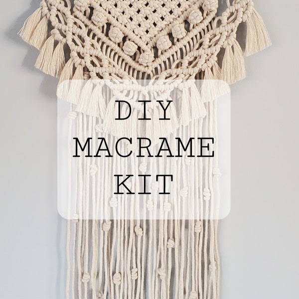 Kit de bricolage en macramé| Suspension murale|Apprendre le macramé|Matériel inclus|Tutoriel vidéo étape par étape|Parfait pour les débutants