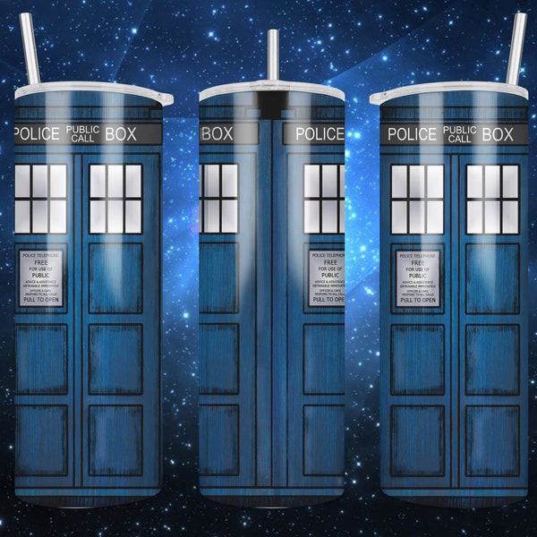 Dr. Who Tardis Sublimation Design for 20oz straight tumblers PNG Instant Download DIGITAL ONLY