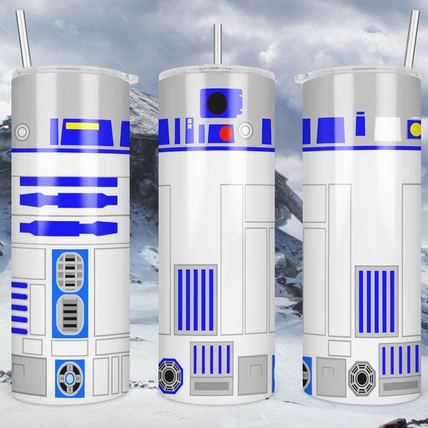 20 oz Straight Skinny Tumbler Star Wars R2-D2 Droid inspired  Sublimation Design PNG Instant Download DIGITAL ONLY