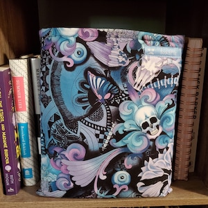 Skull Floral Butterfly Tattoo Print Book Sleeve - 3 Sizes & Closure Options - Book Lover Gift - Padded Book Sleeve - iPad Sleeve