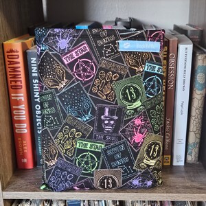 Neon Tarot Cards Print Book Sleeve - 3 Sizes & Closure Options - Book Lover Gift - Padded Book Sleeve - iPad Sleeve