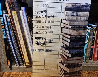 Book Stack Due Date Library Art Metal Sign / Metal Poster, Library Sign, Library Decor, Vintage Decor, Wall Art