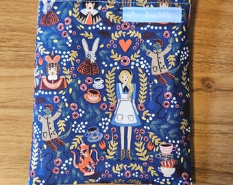 Alice in Wonderland Inspired Book Sleeve - 3 Sizes & Closure Options - Book Lover Gift - Padded Book Sleeve - iPad Sleeve