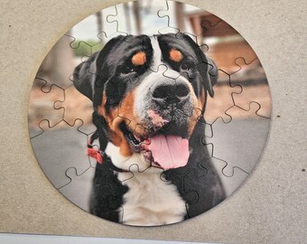 Personalized Photo Circle Jigsaw Puzzle, Custom Wooden Gift, 19 Pieces
