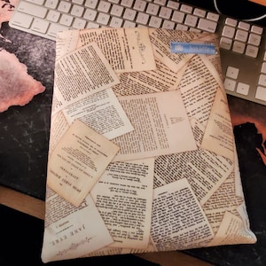 20 Print Choices - Book Themed Book Sleeve - Padded Book Sleeve - Padded Tablet Sleeve - iPad Sleeve - 3 Sizes - Gift for Book Lovers