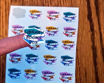 Library books due planner stickers, Book Journal Sticker, Reader Journal Sticker, Bookish Stickers