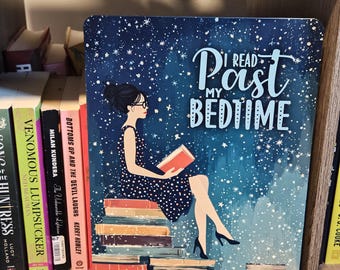 I Read Past My Bedtime, Whimsical Library Art Metal Sign / Metal Poster, Library Sign, Library Decor, Vintage Decor, Wall Art