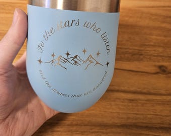 ACOTAR, Night Court Inspired, Upcycled Stainless Steel Wine Tumbler - Acotar Gift, Acotar Merch, Acotar Wine Glass