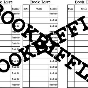 Book List / Reading List Printable Bookmark - 3 pack / 3 to a page