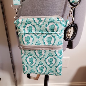 Jane Austen Cameo / Silhouette Inspired Crossbody Phone Wallet - Cell Phone Purse - Crossbody Phone Holder