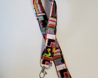 20 Pattern Choices - Book-Themed Neck Lanyard - Bookish Lanyard - ID Badge Lanyard - Keys Lanyard