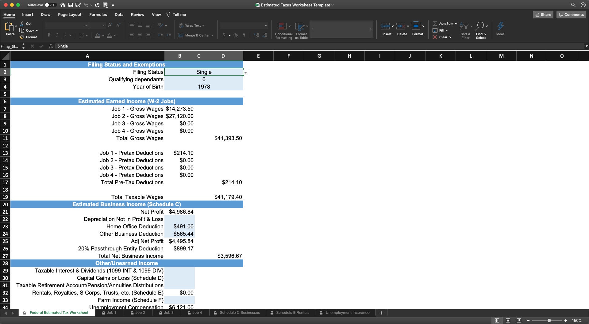 Estimated Tax Calculator Tax Year 2020 Etsy
